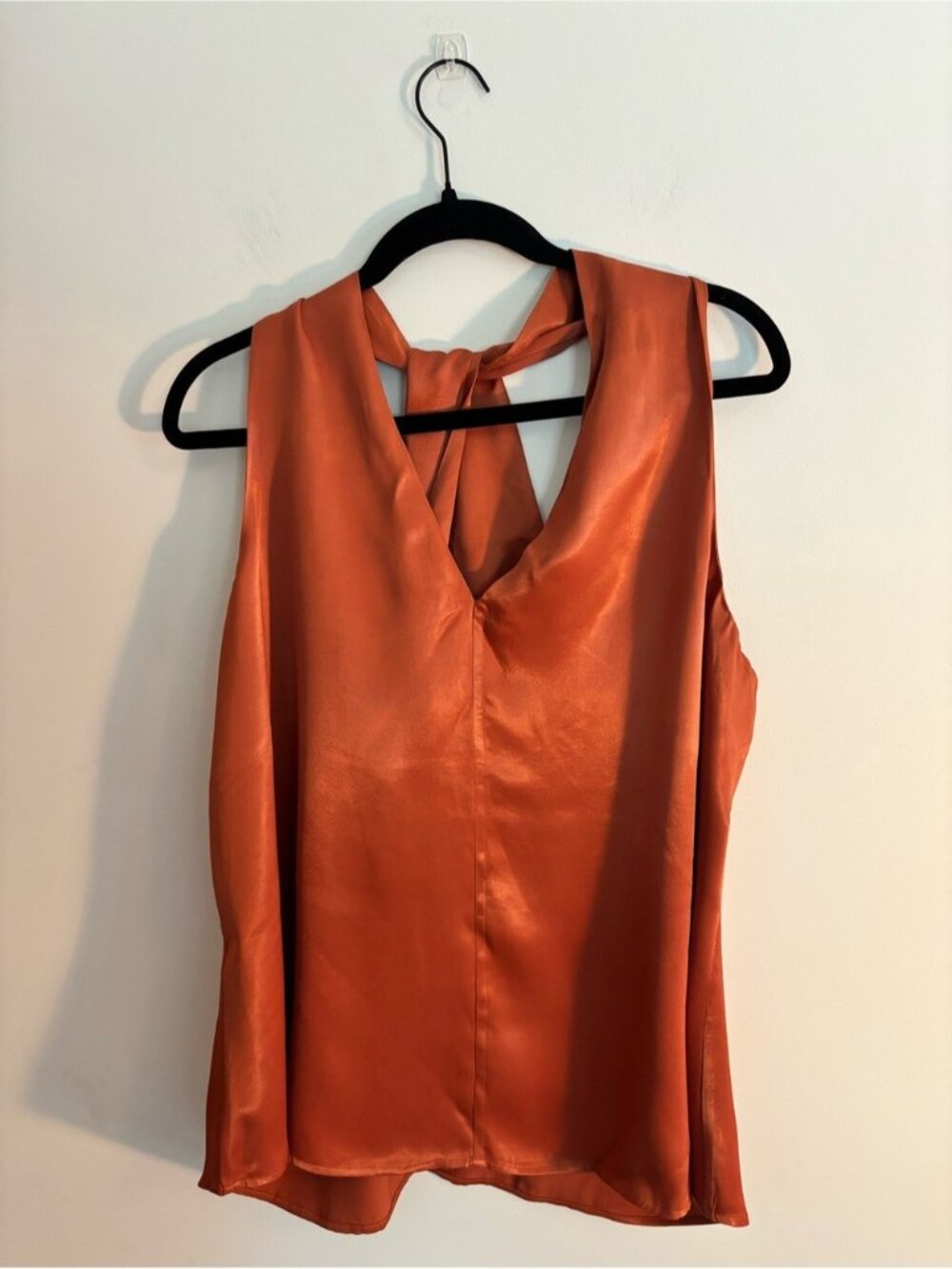 Orange Halter top with back crossing straps